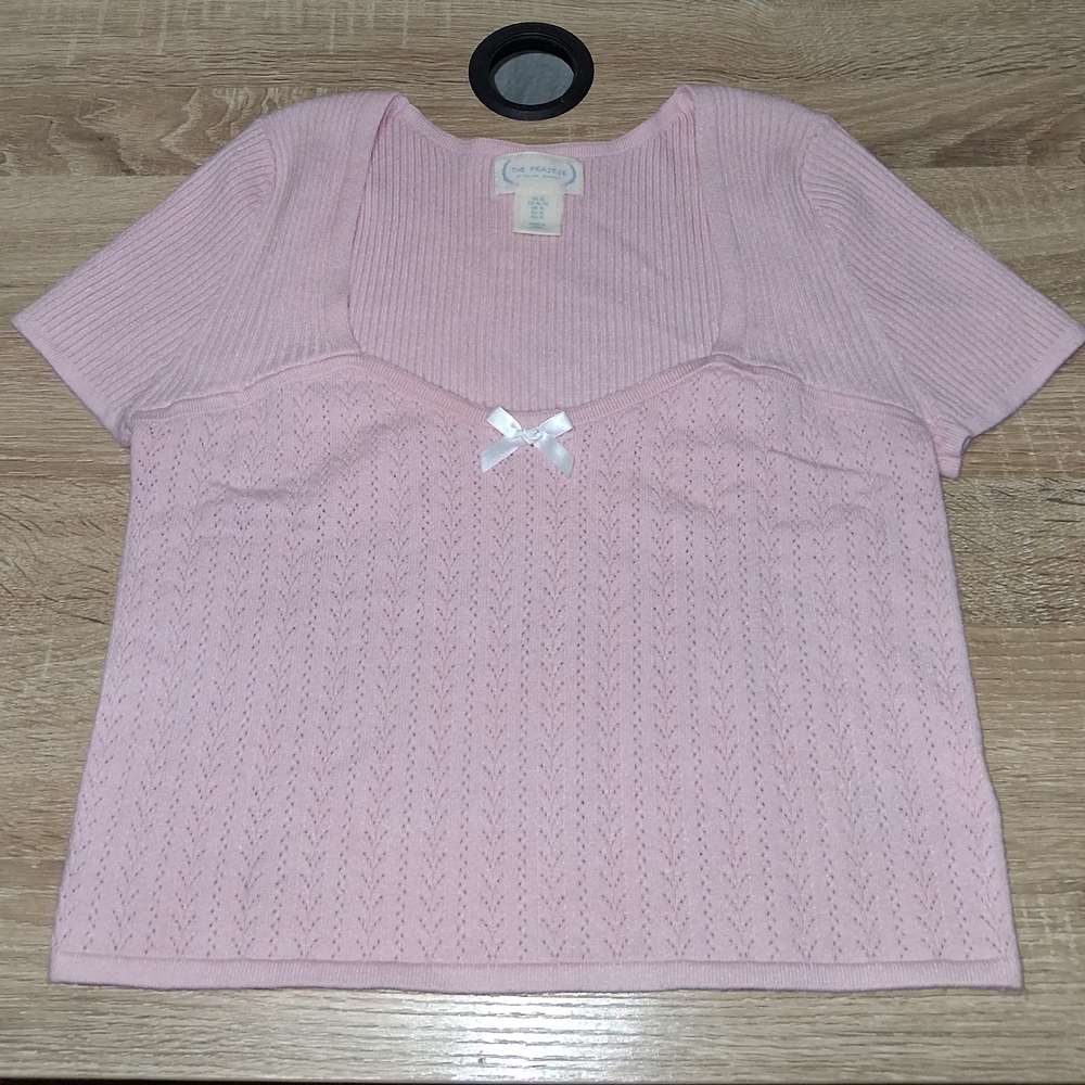 Charming Pink Crop Top with Bow Detail